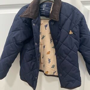 GAP Kids Navy Quilted Puffer with Brown Collar